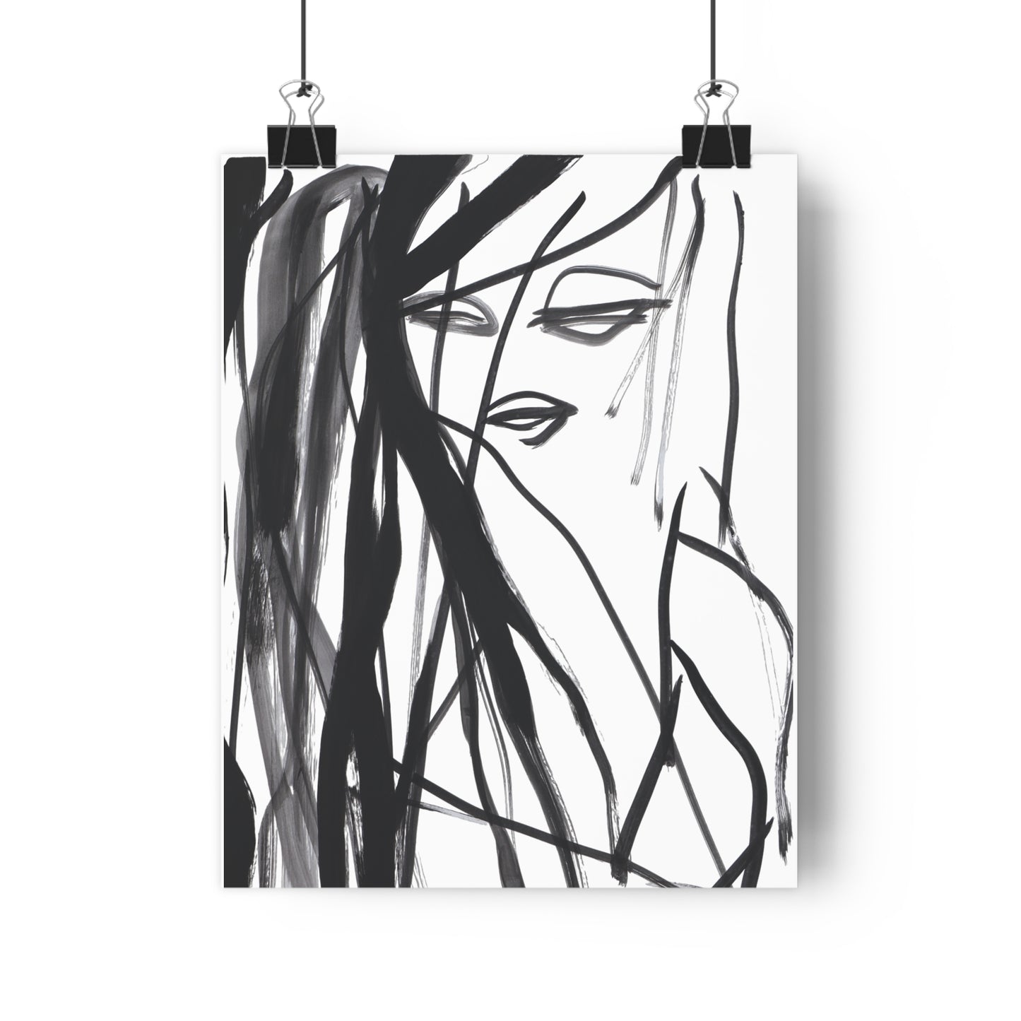 Abstract Wall Art Print - Black and White Portrait, Modern Decor, Minimalist Artwork