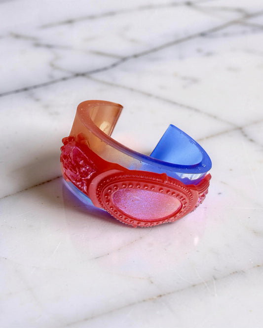 Handcrafted Resin Bracelet - Classic Red Hot Blue