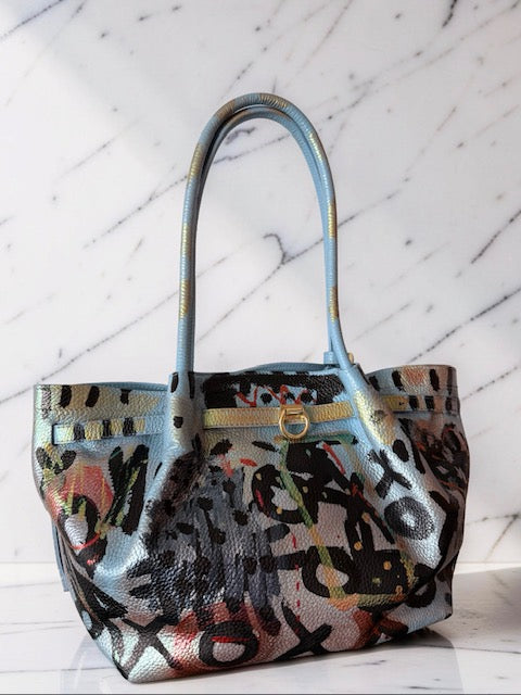 Street Art in Color — One-of-a-Kind Genuine Italian Leather Hand-Painted Shoulder Bag