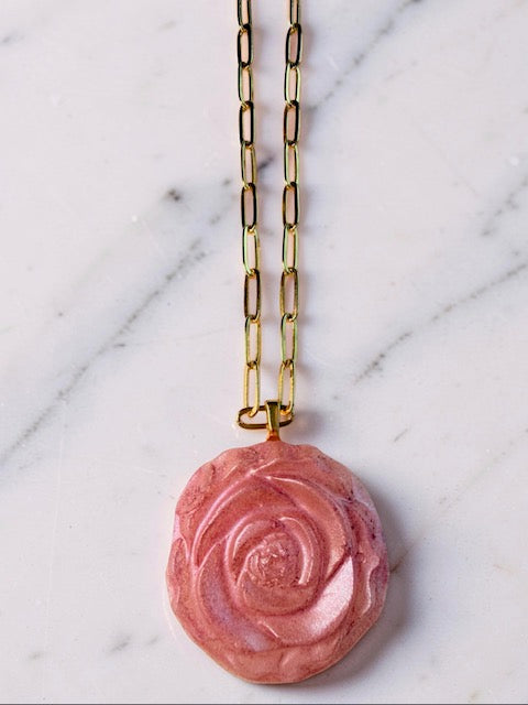 Ethereal Rose Paperclip Necklace - Rosey Rose