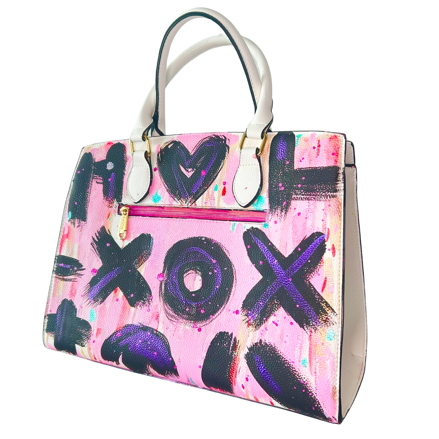 One-of-a-Kind Street Art Pink Colorful Satchel Handbag