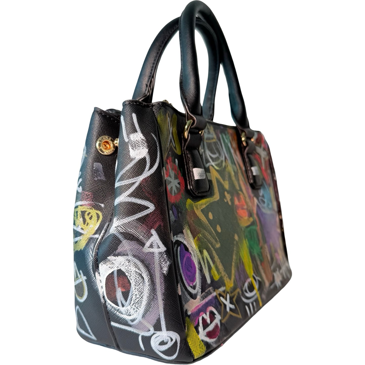 One-of-a-Kind Street Art Mini Colorful Satchel Crossbody Handbag