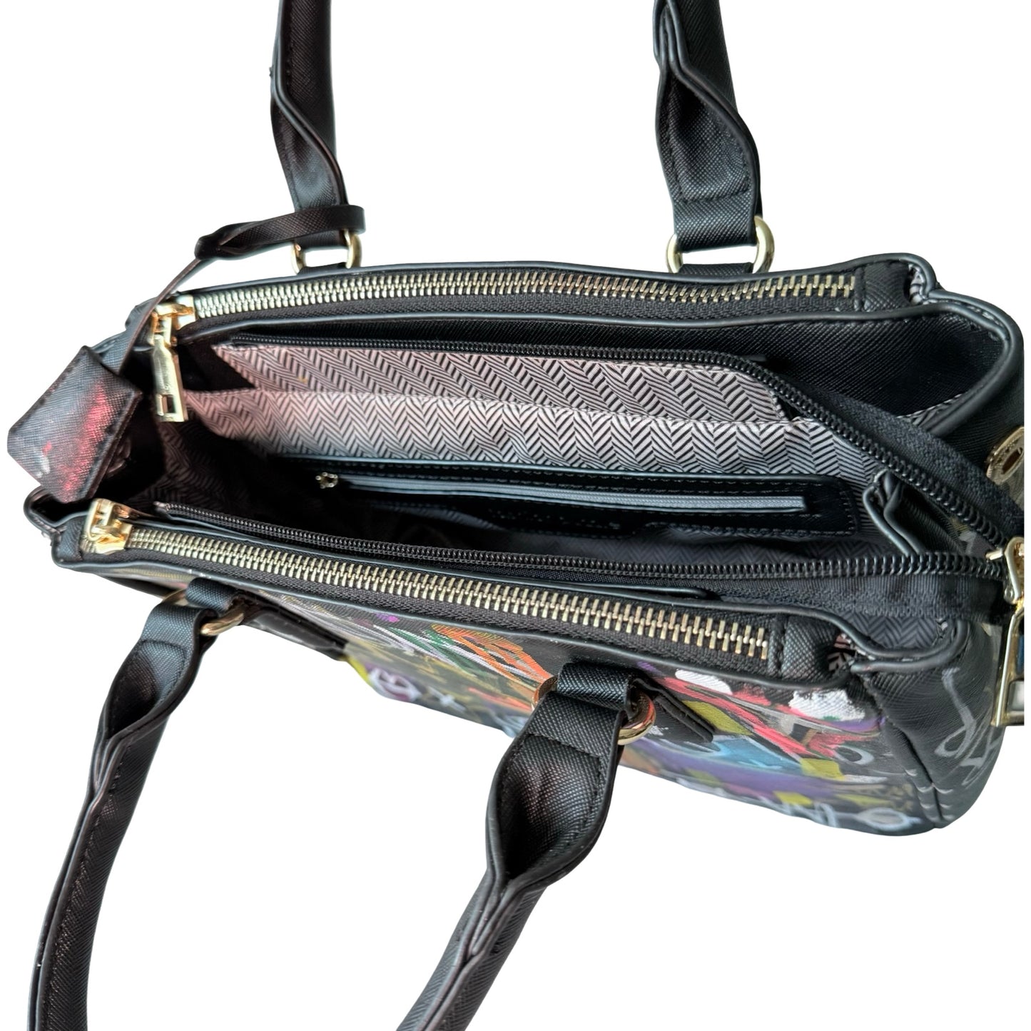 One-of-a-Kind Street Art Mini Colorful Satchel Crossbody Handbag