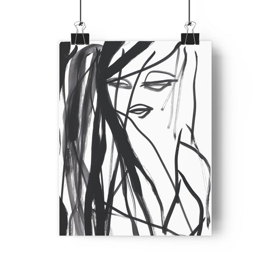 Abstract Wall Art Print - Black and White Portrait, Modern Decor, Minimalist Artwork