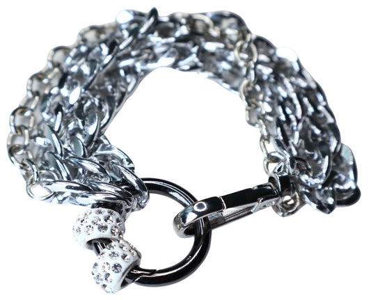 Chunky Silver-tone Rhinestone Bead Chain Bracelet image 1