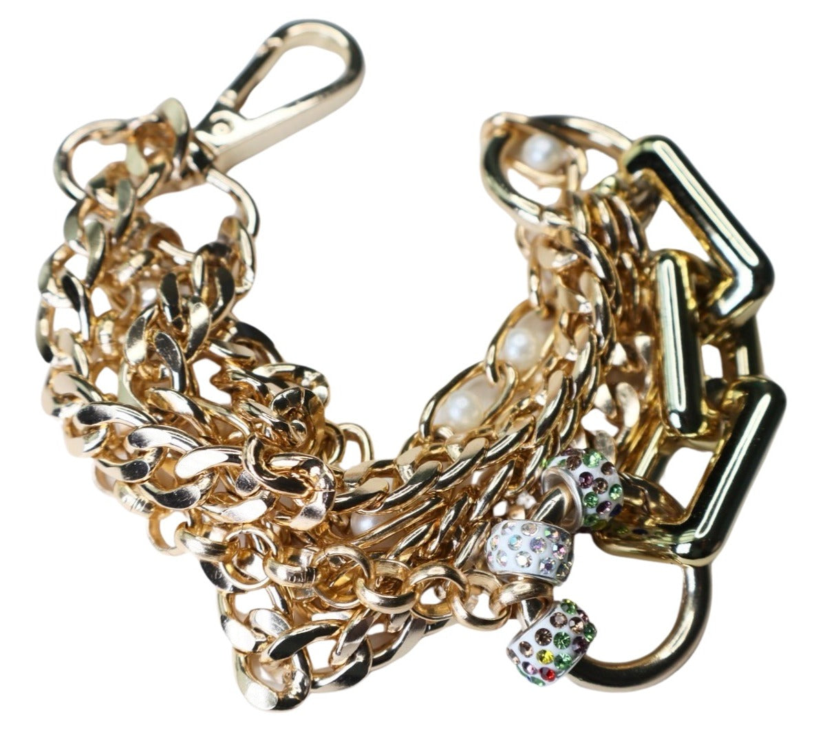 Chunky Pearl Sparkle Chain Link Bracelet image 2