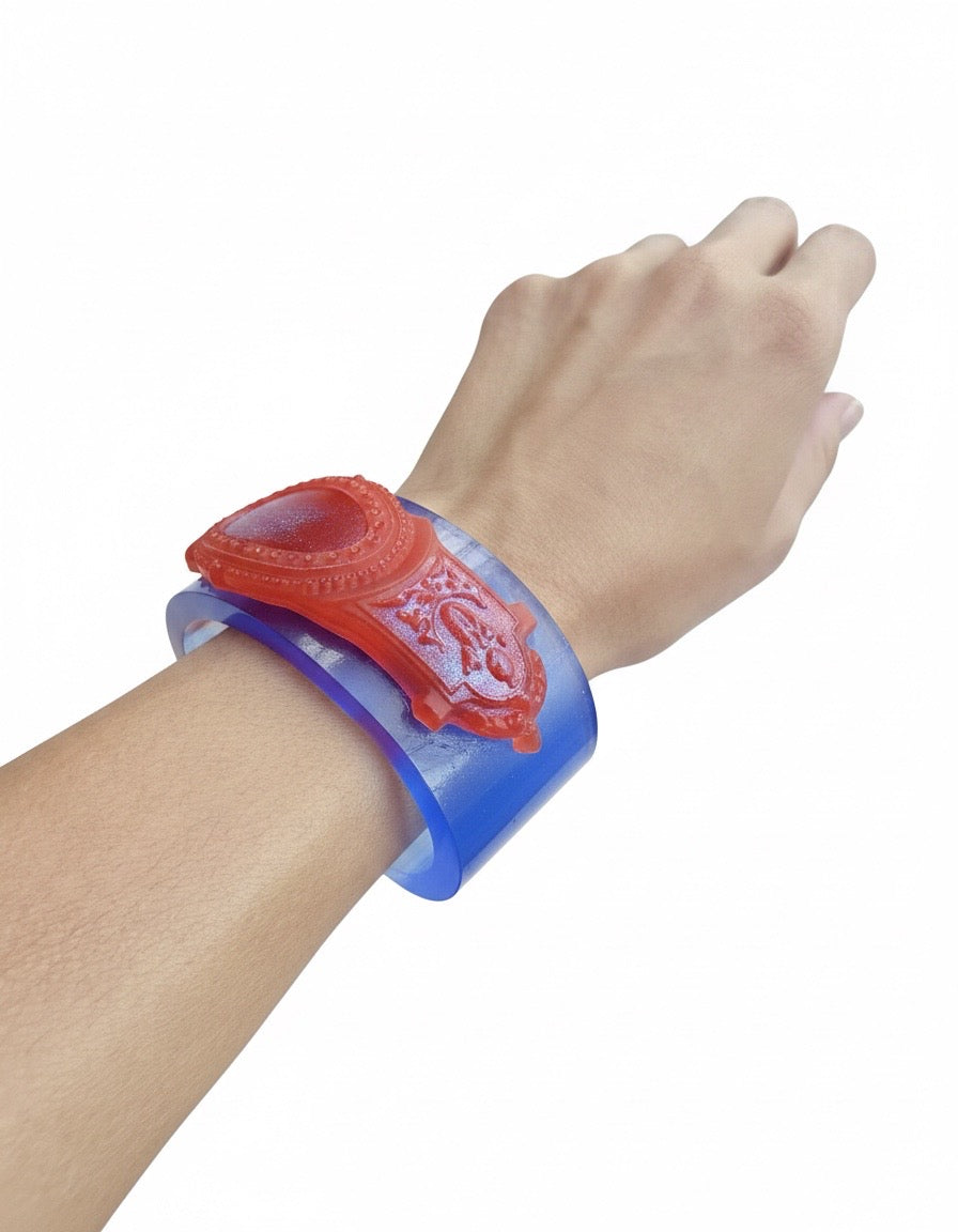 Handcrafted Resin Bracelet - Classic Red Hot Blue