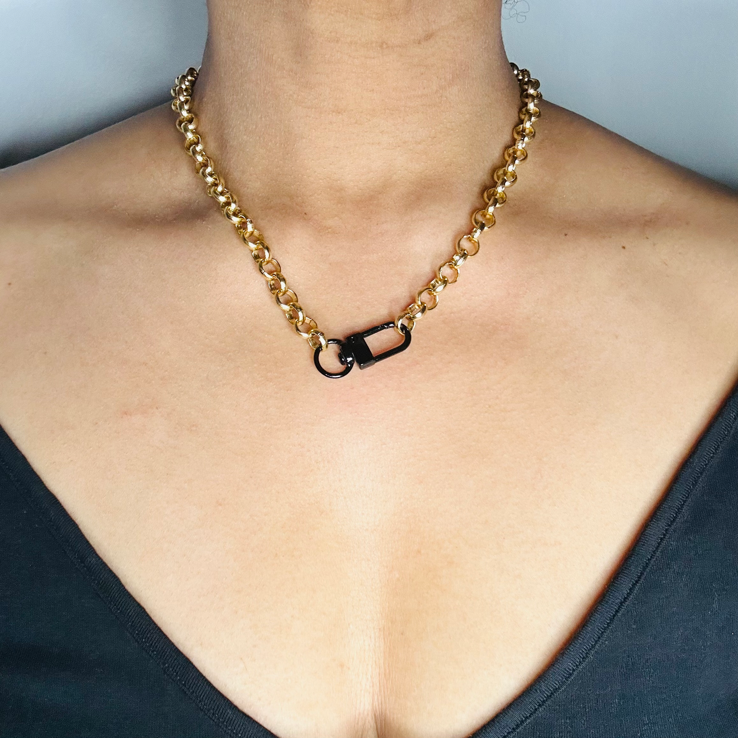 Rolo Stackable Necklace  - 16" Necklace - Black image 2