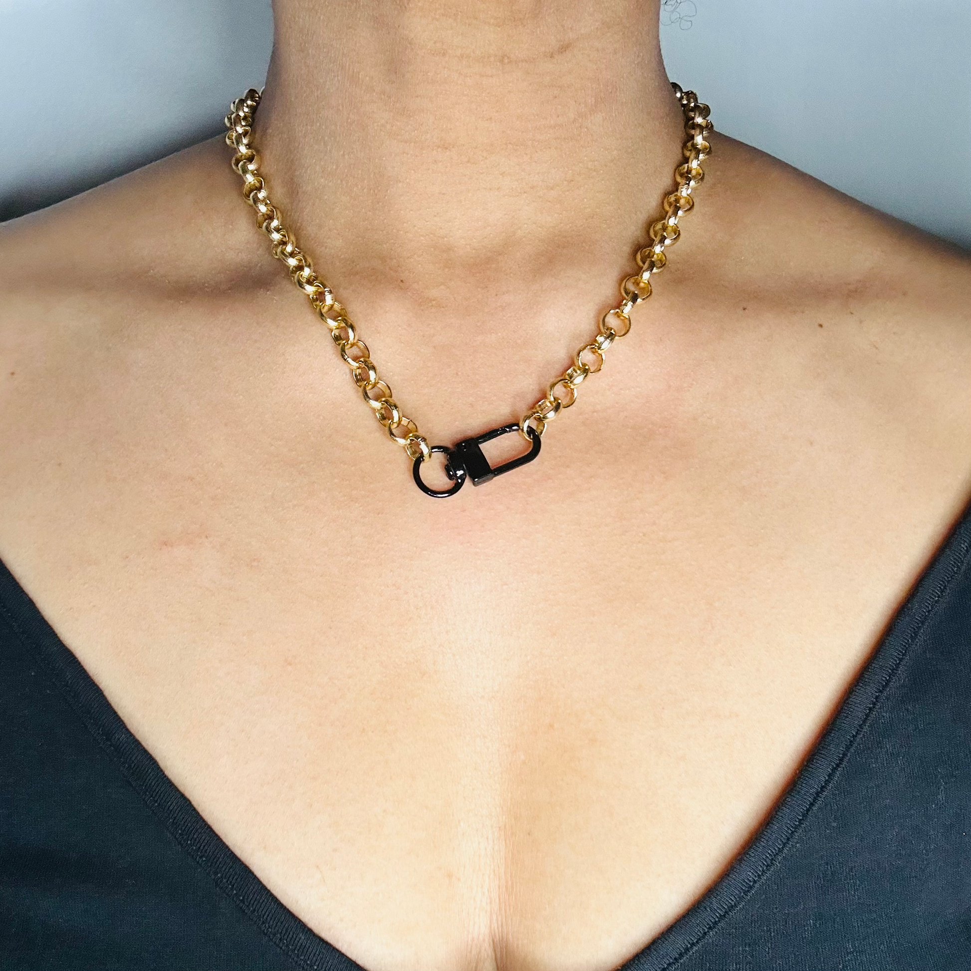 Rolo Stackable Necklace  - 16" Necklace - Black image 2