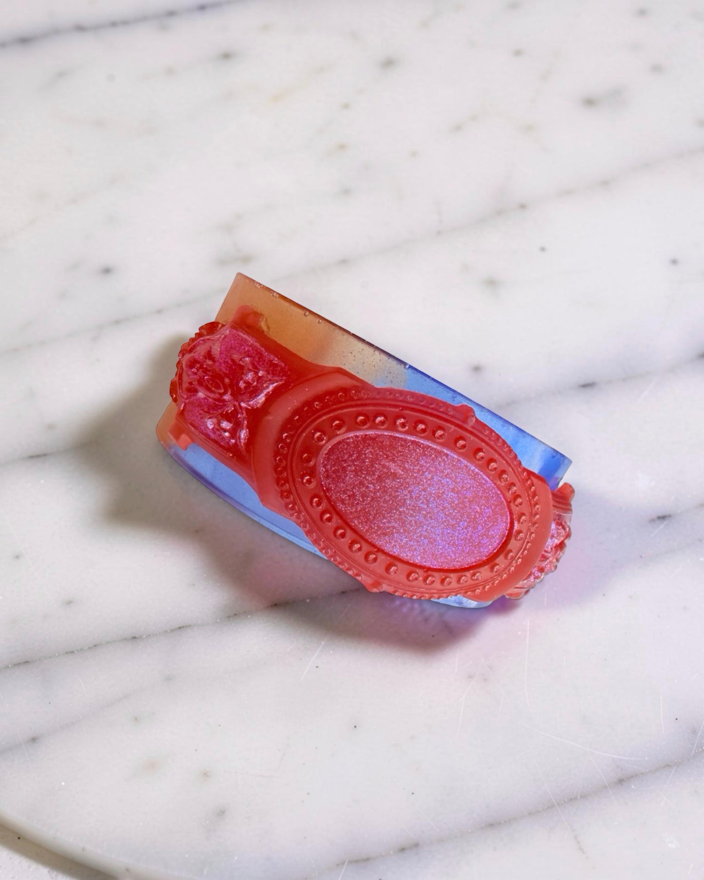 Handcrafted Resin Bracelet - Classic Red Hot Blue