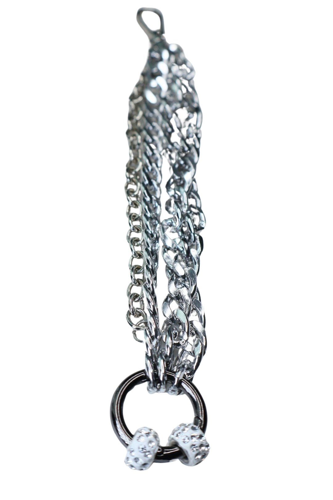 Chunky Silver-tone Rhinestone Bead Chain Bracelet image 2
