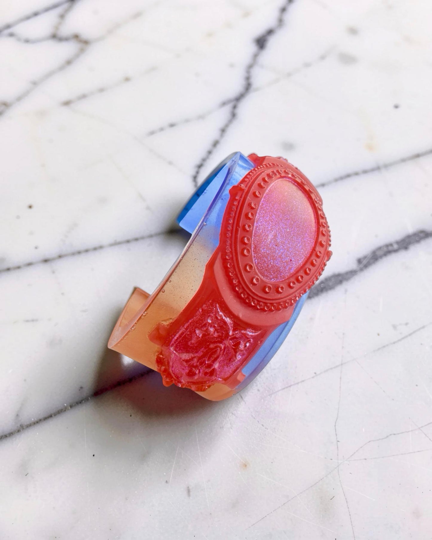 Handcrafted Resin Bracelet - Classic Red Hot Blue