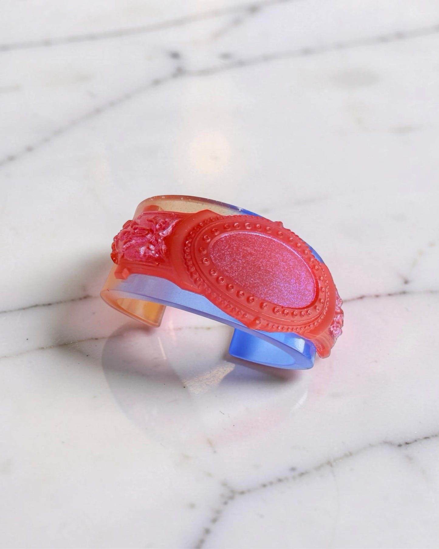 Handcrafted Resin Bracelet - Classic Red Hot Blue
