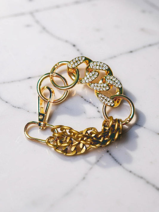 Chunky Two-Tone Rhinestone Chain Link Bracelet