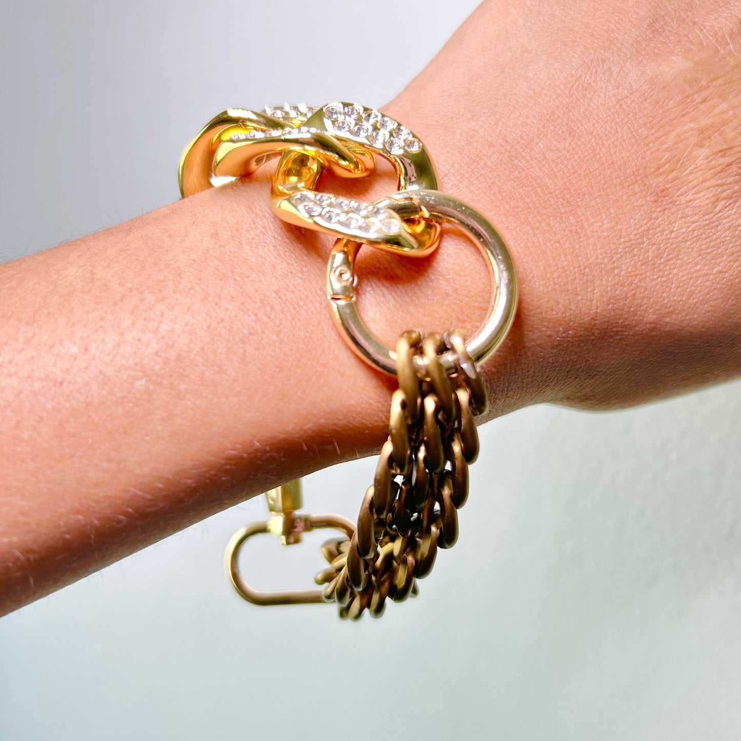 Chunky Two-Tone Rhinestone Chain Link Bracelet image 3
