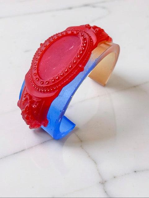 Handcrafted Resin Bracelet - Classic Red Hot Blue