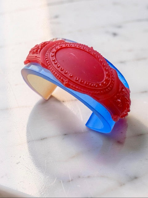 Handcrafted Resin Bracelet - Classic Red Hot Blue