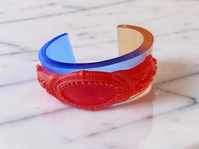 Handcrafted Resin Bracelet - Classic Red Hot Blue