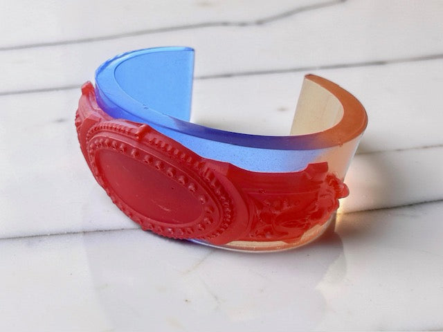 Handcrafted Resin Bracelet - Classic Red Hot Blue