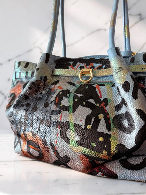 Street Art in Color — One-of-a-Kind Genuine Italian Leather Hand-Painted Shoulder Bag