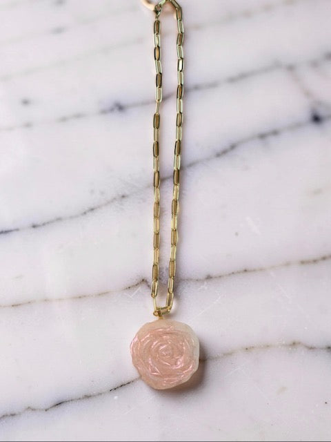 Ethereal Rose Gold Paperclip Necklace - Pale Rose