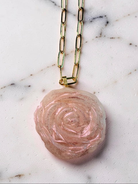 Ethereal Rose Gold Paperclip Necklace - Pale Rose