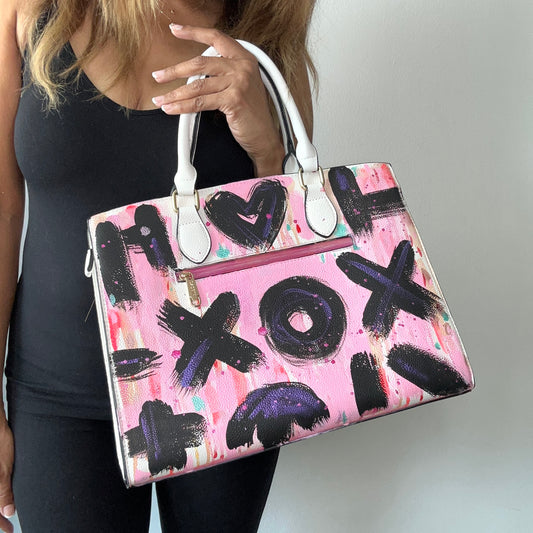 One-of-a-Kind Street Art Pink Colorful Satchel Handbag