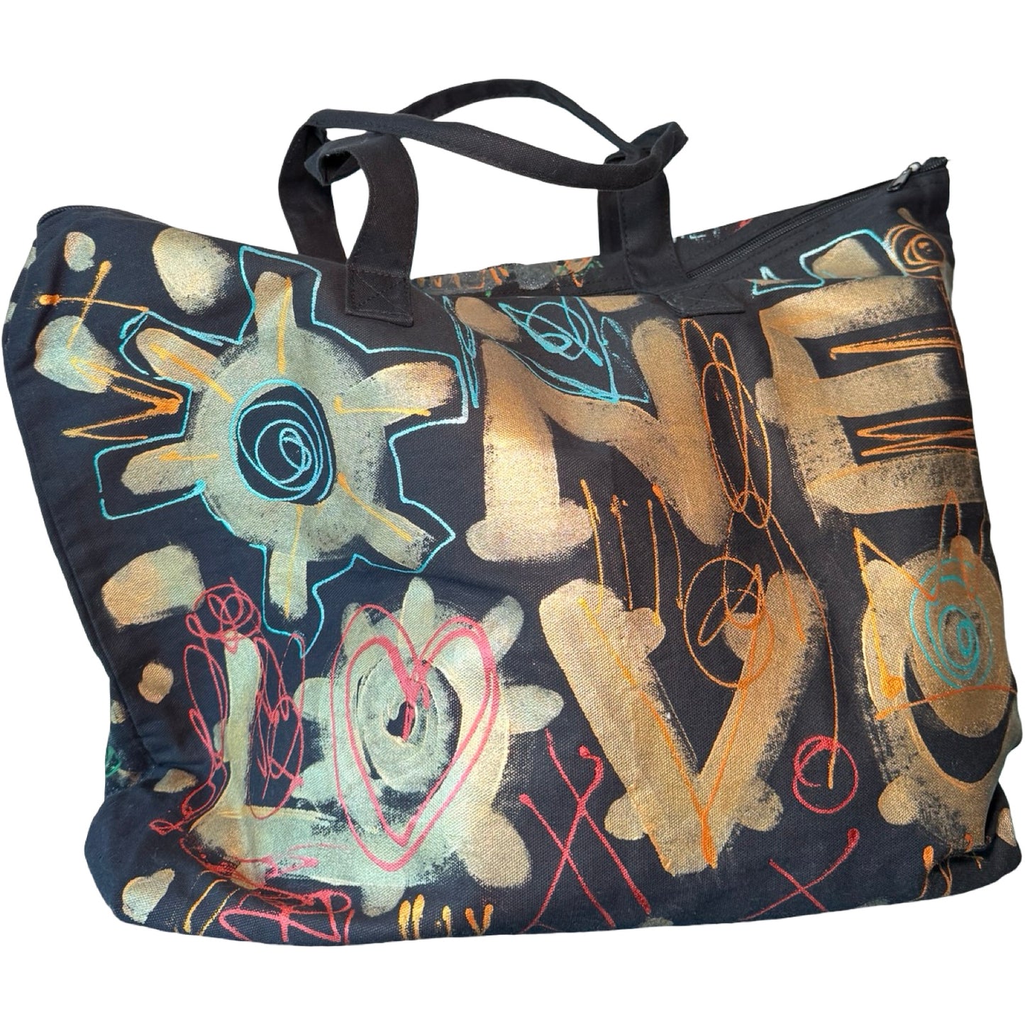 One-of-a-Kind Cotton Hand Dyed Angel Cotton Canvas Sequins Tote