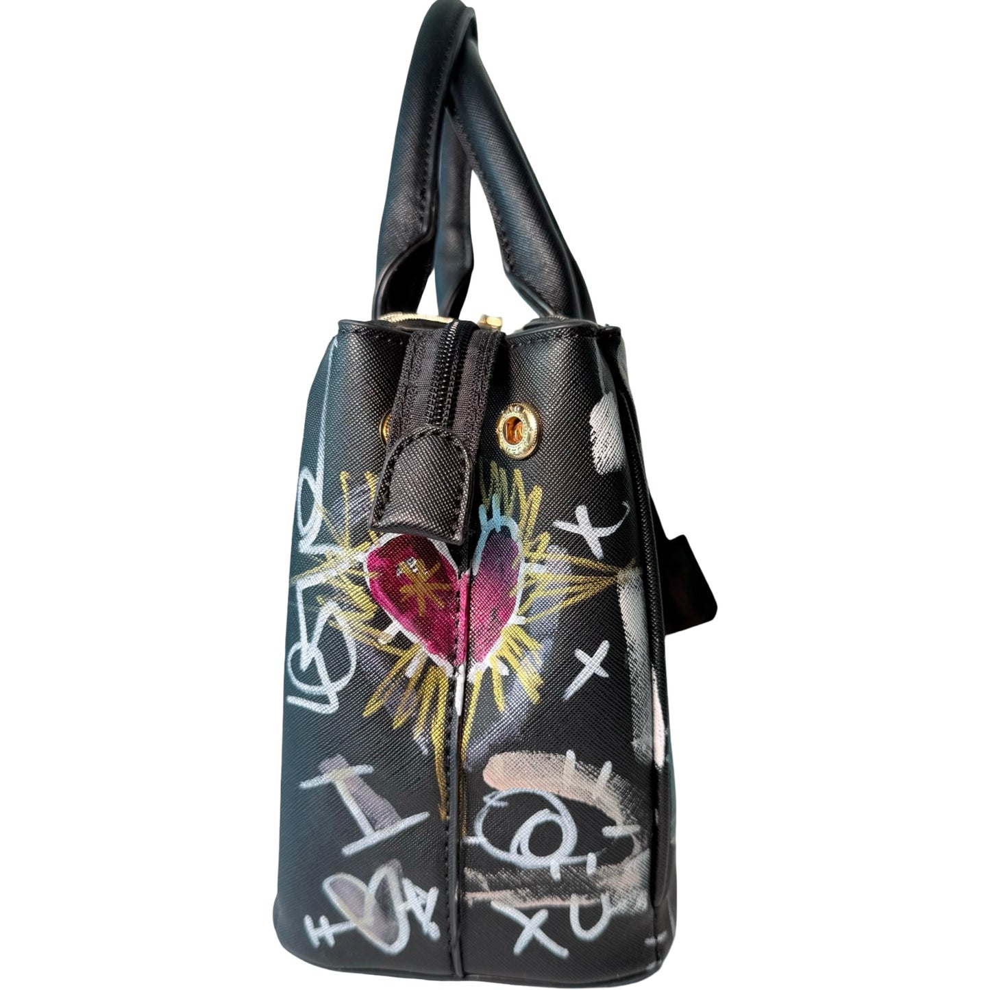 One-of-a-Kind Street Art Mini Colorful Satchel Crossbody Handbag