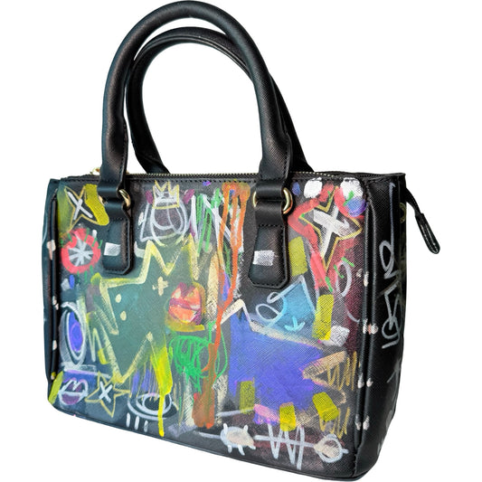 One-of-a-Kind Street Art Mini Colorful Satchel Crossbody Handbag