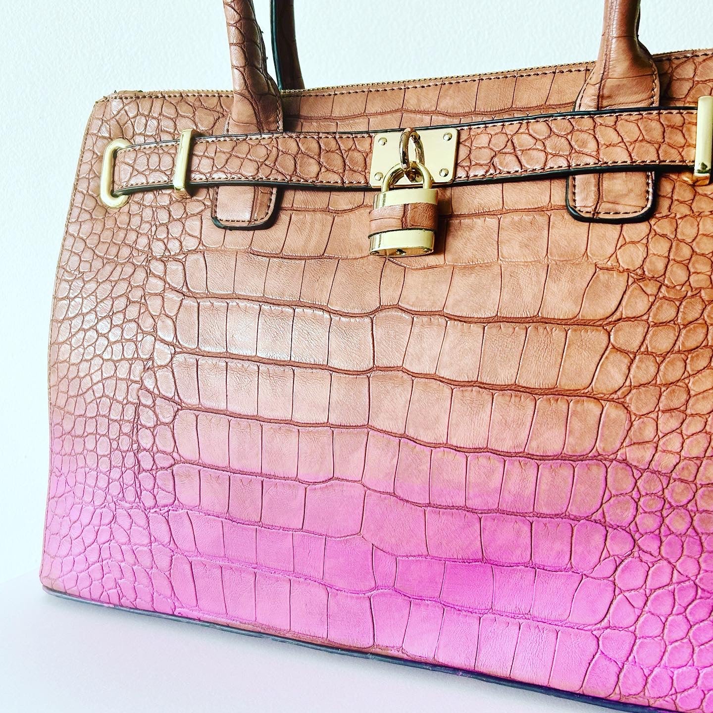 One-of-a-Kind Hand-Painted Handbag – In The Pink Ombré Bag | Wearable Art Bag