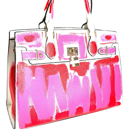 Hand-painted, vegan leather, satchel, boho, one-of-a-kind